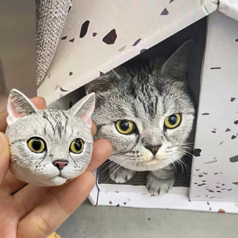 🐶 Custom 3D Pet Fridge Magnet – Realistic Dog & Cat Face Refrigerator Sticker! 🐱💕