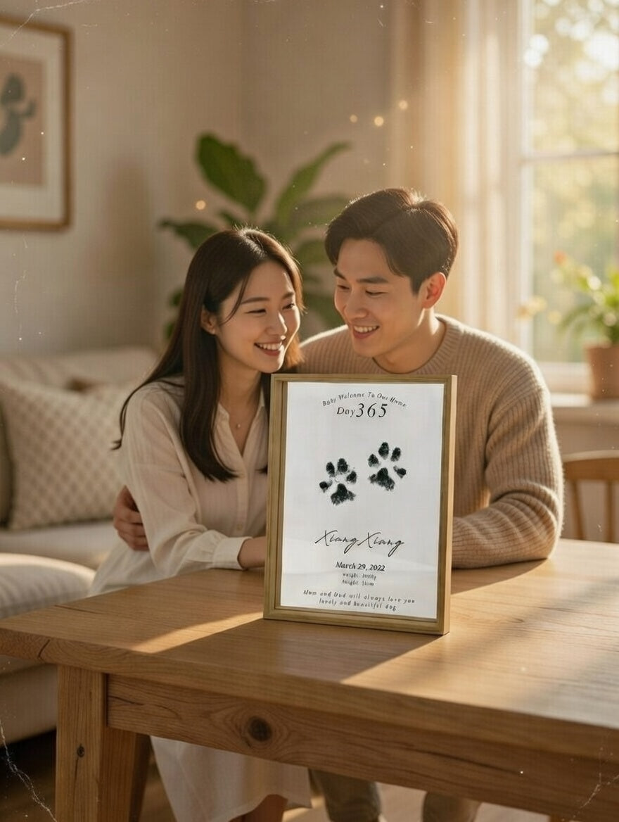 Custom Pet Paw Print Acrylic Memorial Frame - Personalized Dog & Cat Footprint Keepsake Gift