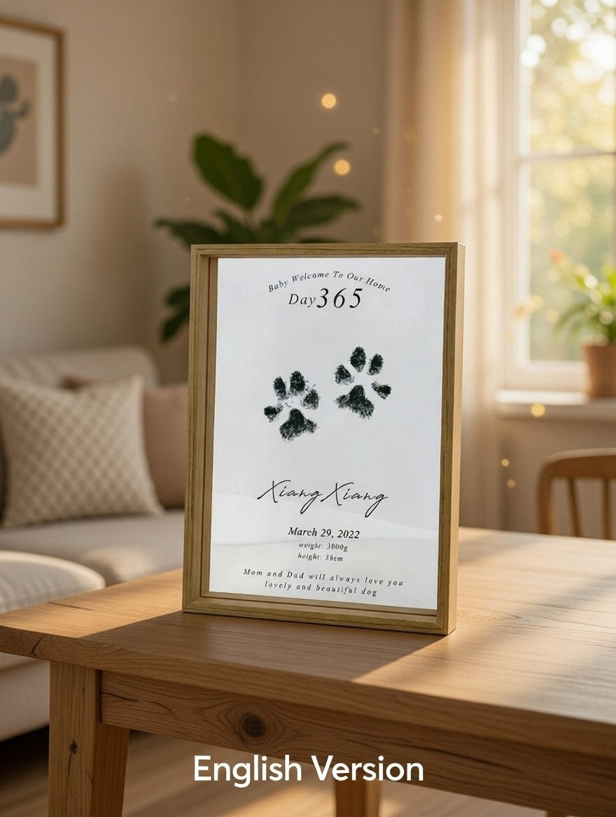 Custom Pet Paw Print Acrylic Memorial Frame - Personalized Dog & Cat Footprint Keepsake Gift