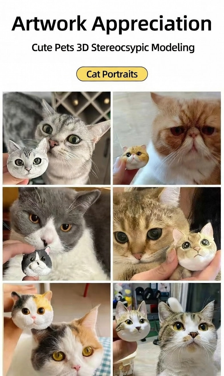 🐶 Custom 3D Pet Fridge Magnet – Realistic Dog & Cat Face Refrigerator Sticker! 🐱💕