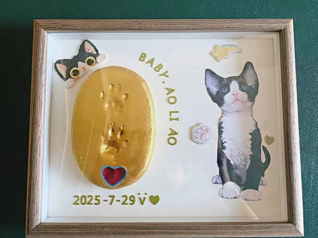 DIY Pet Paw Print Photo Frame Kit - Mess - Free Ink Pad Memorial Keepsake for Dogs & CatsFurEver Memory