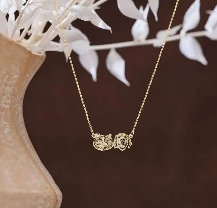Custom Pet Portrait Engraved Necklace | Wear Your Furry Friend Close to Your Heart ForeverFurEver Memory