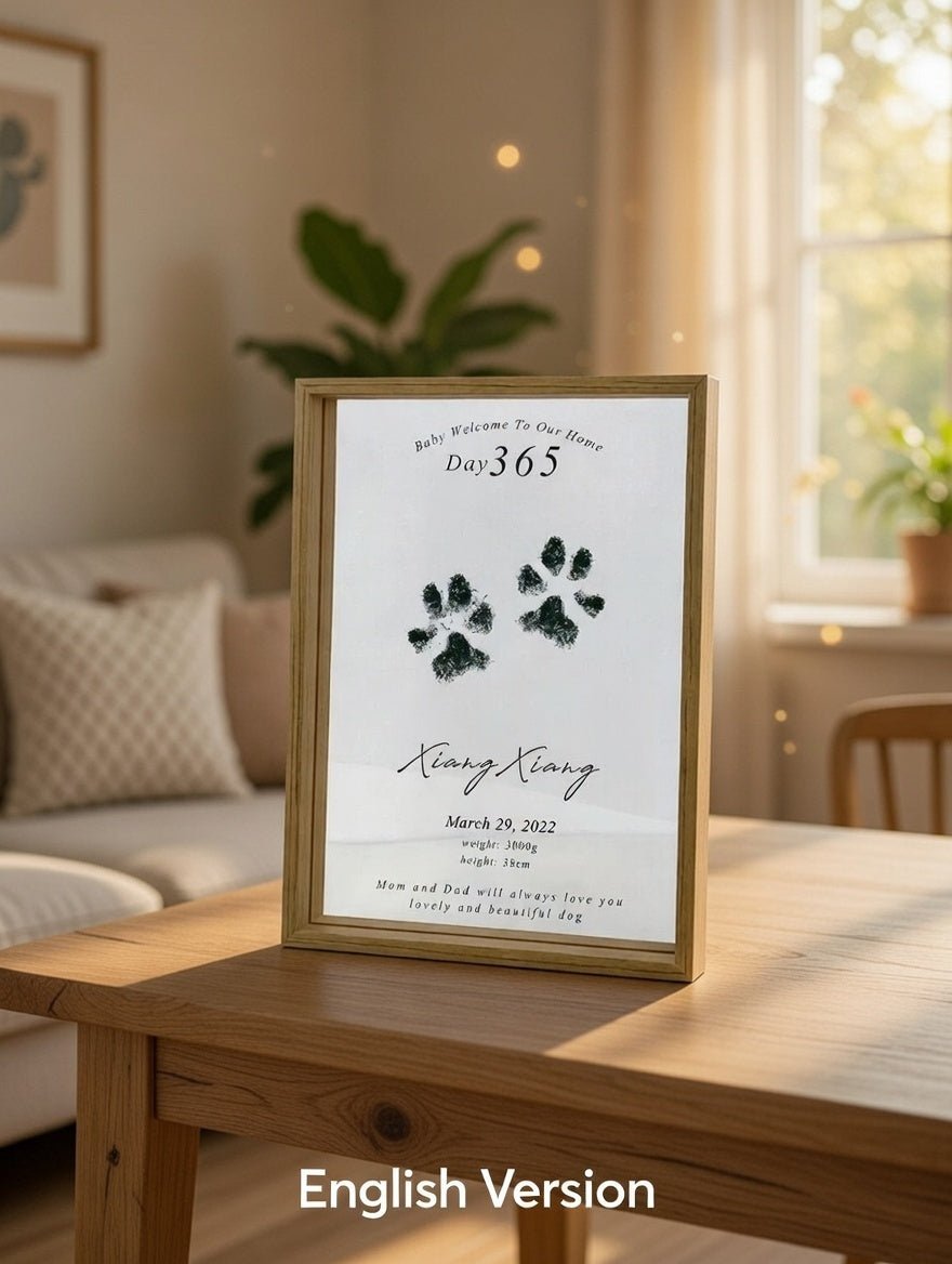 Custom Pet Paw Print Acrylic Memorial Frame - Personalized Dog & Cat Footprint Keepsake GiftFurEver Memory